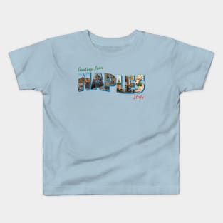 Greetings from Naples in Italy Vintage style retro souvenir Kids T-Shirt